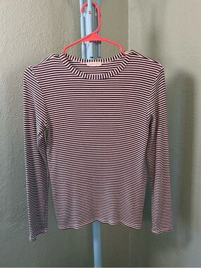 Bohme Navy and Red Striped Long Sleeve Tee.